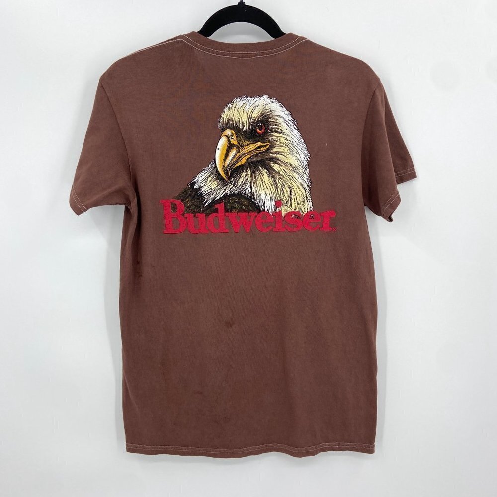 BUDWEISER Brew City Brown Bald Eagle American Beer Graphic T-Shirt Size Small